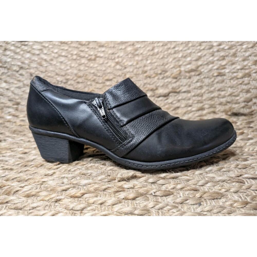 EARTH ORIGINS "Melva" Black Faux Leather Shoe Heeled Booties Side Zip Size 10